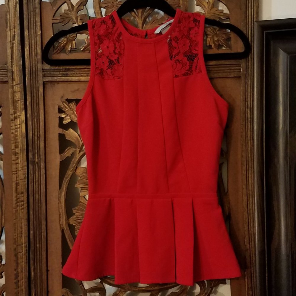 red peplum blouse